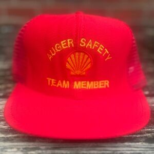 VINTAGE Shell Hat Oil Gas Trucker Mesh Cap Snapback 90's  MADE IN USA Auger